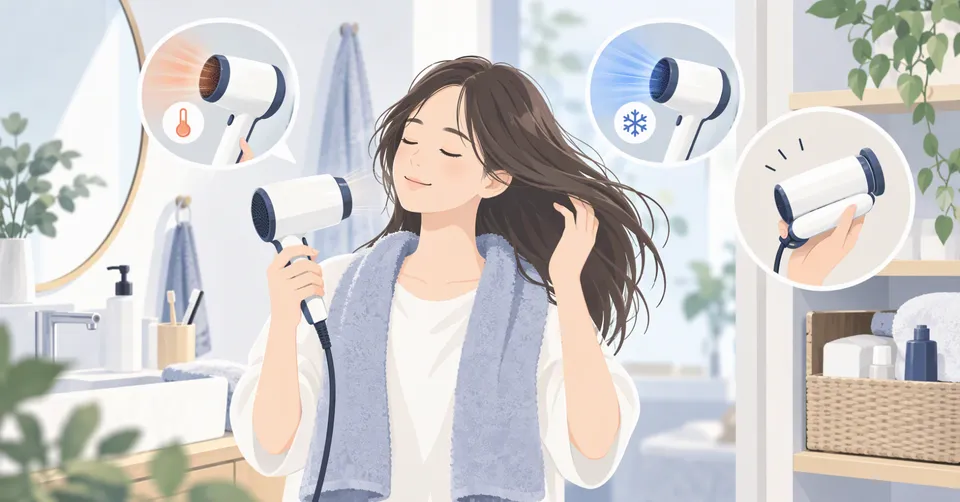 折りたたみ式温冷ドライヤーの見つけ方｜収納も仕上げも楽に